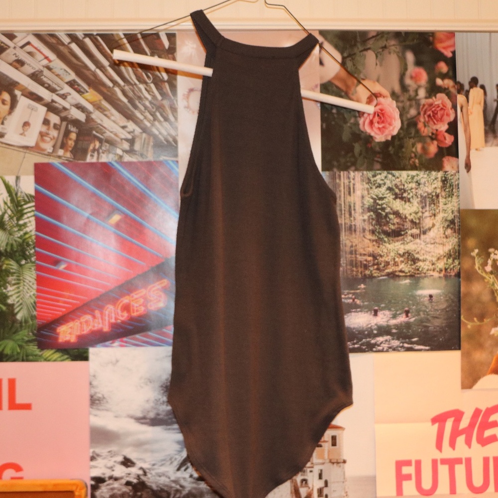 Charcoal gray halter bodysuit